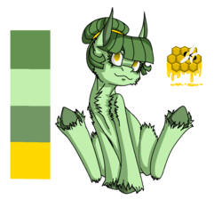 Size: 1055x946 | Tagged: safe, artist:captainofhopes, oc, oc only, oc:illirika hyonih, bee, pony, chest fluff, color palette, cutie mark, female, mare, simple background, solo, transparent background