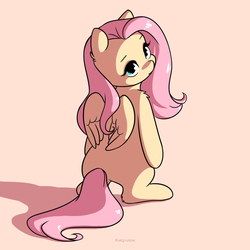Size: 1814x1814 | Tagged: safe, artist:katputze, fluttershy, pegasus, pony, g4, bipedal, cute, female, looking at you, looking back, looking back at you, mare, shyabetes, solo