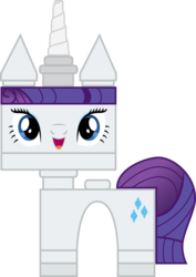 Size: 2257x3187 | Tagged: safe, artist:kwark85, rarity, g4, adobe illustrator, crossover, cursed image, high res, horrifying, lego, nightmare fuel, simple background, the lego movie, transparent background, unikitty, vector