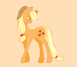 Size: 2300x2000 | Tagged: safe, artist:bethybot, applejack, earth pony, pony, g4, cute, ear fluff, female, heart eyes, high res, jackabetes, mare, orange background, profile, simple background, solo, wingding eyes