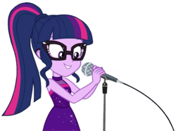 Size: 1451x1080 | Tagged: safe, edit, edited screencap, editor:lonely fanboy48, screencap, sci-twi, twilight sparkle, equestria girls, equestria girls series, g4, spring breakdown, spoiler:eqg series (season 2), adorkable, background removed, cruise outfit, cute, dork, female, glasses, happy, microphone, simple background, sleeveless, transparent background, vector