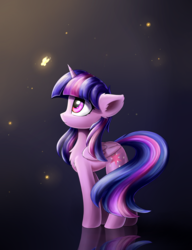 Size: 2000x2600 | Tagged: safe, artist:ifmsoul, twilight sparkle, alicorn, butterfly, pony, g4, chest fluff, cute, dark background, ear fluff, female, folded wings, high res, mare, profile, solo, twiabetes, twilight sparkle (alicorn), wing fluff, wings