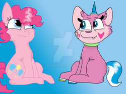 Size: 1024x768 | Tagged: safe, artist:eevechue, pinkie pie, cat, g4, catified, crossover, lego, species swap, the lego movie, unikitty