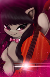 Size: 4200x6400 | Tagged: safe, artist:darksly, octavia melody, earth pony, pony, g4, absurd resolution, bow (instrument), cello, cute, female, hoof hold, mare, musical instrument, solo, tavibetes