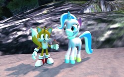 Size: 1680x1050 | Tagged: safe, artist:cuteyoshilover, pony, 3d, crossover, gmod, lego, male, miles "tails" prower, ponified, sonic the hedgehog, sonic the hedgehog (series), the lego movie, unikitty
