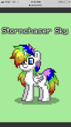 Size: 750x1334 | Tagged: safe, oc, oc only, oc:stormchaser sky, alicorn, pony, pony town, alicorn oc, cute, male, pixel art, rainbow, small, solo, stallion