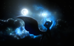 Size: 1920x1200 | Tagged: safe, artist:ilucky7, nightmare moon, pony, g4, 3d, cloud, female, magic, moon, night, solo