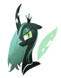 Size: 983x1260 | Tagged: safe, artist:kuroorcas, queen chrysalis, changeling, changeling queen, g4, bust, crown, cute, cutealis, female, floppy ears, jewelry, profile, regalia, simple background, solo, white background