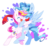 Size: 565x534 | Tagged: safe, artist:zhampy, oc, oc only, oc:zowie stardust, earth pony, pegasus, pony, abstract background, blushing, clothes, colored pupils, duo, female, freckles, heart, hug, mare, open mouth, scarf, spread wings, wings