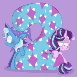 Size: 914x914 | Tagged: safe, artist:pinkiespresent, starlight glimmer, trixie, pony, unicorn, g4, season 9, countdown, duo, hype, looking at each other, season 9 countdown, smiling