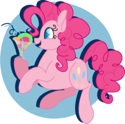 Size: 778x769 | Tagged: safe, artist:woollily, pinkie pie, earth pony, pony, g4, abstract background, circle background, colored pupils, cute, diapinkes, drink, female, mare, open mouth, profile, sherbet, solo, straw