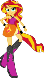 Size: 671x1192 | Tagged: safe, artist:xebck, sunset shimmer, equestria girls, g4, my little pony equestria girls: rainbow rocks, hand on hip, ponied up, solo, vector