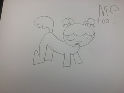Size: 4032x3024 | Tagged: safe, artist:undeadponysoldier, oc, oc only, oc:molly, pony, anatomically incorrect, apology, female, filly, floppy ears, followup, incorrect leg anatomy, lineart, solo, traditional art