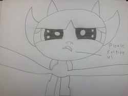 Size: 4032x3024 | Tagged: safe, artist:undeadponysoldier, oc, oc:nick, pony, about to cry, lineart, poor thing, puppy dog eyes, sad, talking to viewer, traditional art