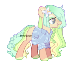 Size: 1500x1300 | Tagged: safe, artist:biitt, artist:pegasski, oc, oc only, earth pony, pony, g4, adoptable, base used, clothes, female, flower, flower in hair, mare, shirt, simple background, solo, transparent background