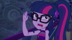 Size: 1920x1080 | Tagged: safe, screencap, sci-twi, twilight sparkle, equestria girls, equestria girls series, g4, spring breakdown, spoiler:eqg series (season 2), angry, arms, female, geode of telekinesis, glasses, magical geodes, ponytail, sleeveless, solo