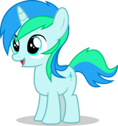 Size: 5000x5304 | Tagged: safe, artist:luckreza8, artist:selenaede, oc, oc only, oc:cyan lightning, pony, unicorn, colt, happy, male, missing accessory, open mouth, simple background, transparent background, vector