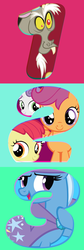 Size: 800x2384 | Tagged: safe, apple bloom, discord, scootaloo, sweetie belle, trixie, g4, 123, countdown, cutie mark crusaders, numbers, season 9 countdown