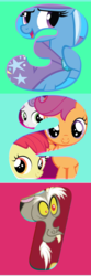 Size: 788x2384 | Tagged: safe, apple bloom, discord, scootaloo, sweetie belle, trixie, g4, official, 321, countdown, cutie mark crusaders, discovery family