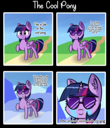 Size: 3467x4031 | Tagged: safe, artist:artiks, twilight sparkle, alicorn, pony, g4, bad end, comic, cool, crying, dark comedy, female, ice, implied apocalypse, mare, smiling, snow, solo, sunglasses, twilight sparkle (alicorn), well that escalated quickly