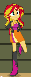 Size: 192x474 | Tagged: safe, edit, edited screencap, editor:mlp-gft, screencap, sunset shimmer, equestria girls, g4, my little pony equestria girls: rainbow rocks, boots, breast edit, breasts, busty sunset shimmer, cleavage, cropped, female, shoes, solo