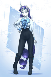Size: 1900x2850 | Tagged: safe, artist:mykegreywolf, rarity, anthro, unguligrade anthro, g4, boots, clothes, cuffs (clothes), cute, female, mare, raribetes, shoes, smiling, solo