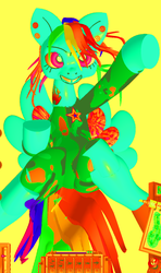 Size: 931x1575 | Tagged: safe, artist:echobone, rainbow dash, pony, g4, clothes, eyestrain warning, female, needs more saturation, solo