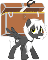 Size: 1664x2074 | Tagged: safe, artist:zacatron94, oc, oc only, oc:captain white, pegasus, pony, female, mare, simple background, solo, sword, transparent background, treasure chest, weapon