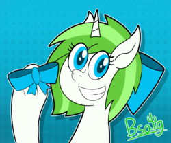 Size: 1800x1500 | Tagged: safe, artist:b-cacto, oc, oc only, oc:minty root, pony, bowtie, looking at you, smiling, solo