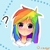 Size: 500x500 | Tagged: safe, artist:wuorange, rainbow dash, human, g4, anime, anime eyes, blue background, bust, cute, dashabetes, female, head only, humanized, looking at you, pixiv, portrait, question mark, simple background, solo, stars