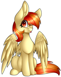 Size: 2689x3397 | Tagged: safe, artist:neo-nip38, oc, oc only, oc:carrot spring, pegasus, pony, high res, one eye closed, simple background, solo, tongue out, transparent background