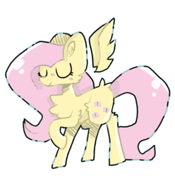 Size: 1196x1207 | Tagged: safe, artist:nootnuts, fluttershy, pegasus, pony, g4, butt fluff, cheek fluff, chest fluff, cute, eyes closed, female, floating wings, leg fluff, shyabetes, simple background, solo, transparent background, wings