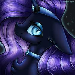 Size: 768x768 | Tagged: safe, artist:meaghanlroyal, nightmare rarity, pony, unicorn, g4, abstract background, chest fluff, crown, ear fluff, female, floppy ears, horn, horn jewelry, icon, jewelry, lidded eyes, looking at you, mare, nightmare raribetes, profile, regalia, request, solo