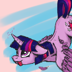 Size: 3000x3000 | Tagged: safe, artist:dosh, twilight sparkle, alicorn, pony, g4, dock, face down ass up, female, high res, horn, mare, silly, solo, tail, tongue out, twilight sparkle (alicorn), wings