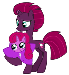 Size: 858x926 | Tagged: safe, artist:徐詩珮, fizzlepop berrytwist, tempest shadow, oc, oc:ehenk berrytwist, pony, unicorn, g4, baby, baby pony, base used, broken horn, female, filly, horn, magical lesbian spawn, mare, mother and daughter, next generation, offspring, parent:glitter drops, parent:tempest shadow, parents:glittershadow, simple background, transparent background