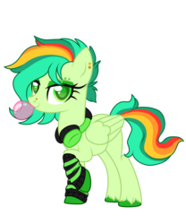 Size: 2500x3000 | Tagged: safe, artist:angei-bites, oc, oc only, pegasus, pony, bubblegum, clothes, female, food, gum, headphones, high res, mare, simple background, socks, solo, transparent background