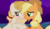 Size: 700x400 | Tagged: safe, artist:applerougi, applejack, oc, oc:cremita, earth pony, pony, g4, blushing, female, mare, night