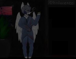 Size: 1800x1400 | Tagged: safe, oc, oc:light knight, pegasus, semi-anthro, arm hooves, cigarette, conference, knife, smoking, solo, spy, spy (tf2), team fortress 2