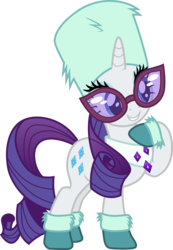 Size: 3000x4341 | Tagged: safe, artist:cloudy glow, rarity, pony, unicorn, g4, my little pony best gift ever, .ai available, boots, female, glasses, hat, mare, outfit, shoes, simple background, smiling, solo, style, sunglasses, transparent background, vector, winter outfit