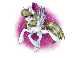 Size: 2048x1536 | Tagged: safe, artist:melonseed11, oc, oc only, oc:cookie dough, pegasus, pony, bow, female, hair bow, mare, solo