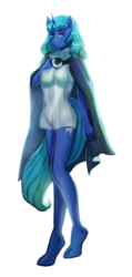 Size: 1280x2681 | Tagged: safe, artist:effervesket, oc, oc only, anthro, unguligrade anthro, cloak, clothes, female, simple background, solo, sweater, transparent background