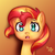 Size: 2000x1987 | Tagged: safe, artist:yumomochan, sunset shimmer, pony, unicorn, g4, bacon hair, bust, cute, cute face, digital art, female, food, gradient background, mare, orange, portrait, shimmerbetes