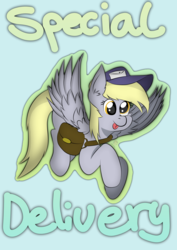 Size: 4960x7015 | Tagged: safe, artist:almond evergrow, derpy hooves, pegasus, pony, g4, female, mailbag, mailmare, smiling, solo, tongue out