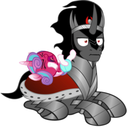 Size: 1080x1080 | Tagged: safe, edit, king sombra, princess flurry heart, alicorn, pony, unicorn, g4, the beginning of the end, :i, angry, angry baby, cloth diaper, diaper, eyes tightly closed, flailing, fury heart, i mean i see, infant, king sombra is not amused, light pink diaper, prone, screaming, simple background, tantrum, temper tantrum, thousand yard stare, transparent background, unamused