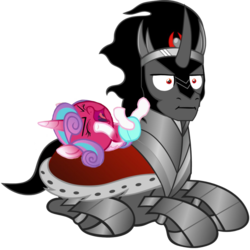 Size: 1080x1080 | Tagged: safe, edit, king sombra, princess flurry heart, alicorn, pony, unicorn, g4, the beginning of the end, :i, angry, angry baby, cloth diaper, diaper, eyes tightly closed, flailing, fury heart, i mean i see, infant, king sombra is not amused, light pink diaper, prone, regret, screaming, simple background, tantrum, temper tantrum, thousand yard stare, transparent background, unamused