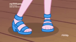 Size: 640x360 | Tagged: safe, screencap, pinkie pie, equestria girls, equestria girls series, g4, spring breakdown, spoiler:eqg series (season 2), animated, close-up, feet, female, foot closeup, gif, legs, open-toed shoes, pictures of legs, sandals, solo