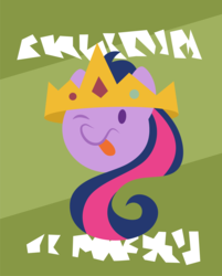 Size: 3301x4096 | Tagged: safe, artist:amarthgul, twilight sparkle, pony, g4, the beginning of the end, :p, crown, female, jewelry, one eye closed, regalia, silly, solo, tongue out, written equestrian