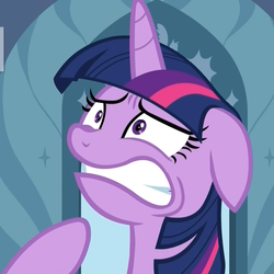 Size: 1080x1080 | Tagged: safe, screencap, twilight sparkle, alicorn, pony, g4, season 9, the beginning of the end, cropped, female, gritted teeth, mare, nervous, panic, solo, twilight sparkle (alicorn), twilight sparkle is best facemaker, twilighting
