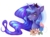 Size: 2008x1505 | Tagged: safe, artist:dawndream2003, artist:sugarynoodle, princess luna, pony, g4, bust, collaboration, crown, cute, ear fluff, ethereal mane, eye clipping through hair, female, flower, head only, jewelry, lunabetes, portrait, regalia, simple background, solo, starry mane, transparent background