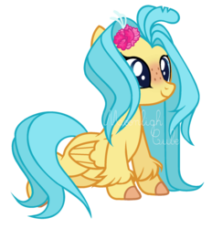 Size: 1680x1808 | Tagged: safe, artist:origamialcubo, princess skystar, pegasus, pony, g4, my little pony: the movie, base used, colored hooves, cute, flower, flower in hair, freckles, hippopony, leg fluff, ponified, simple background, skyabetes, solo, species swap, transparent background, weapons-grade cute